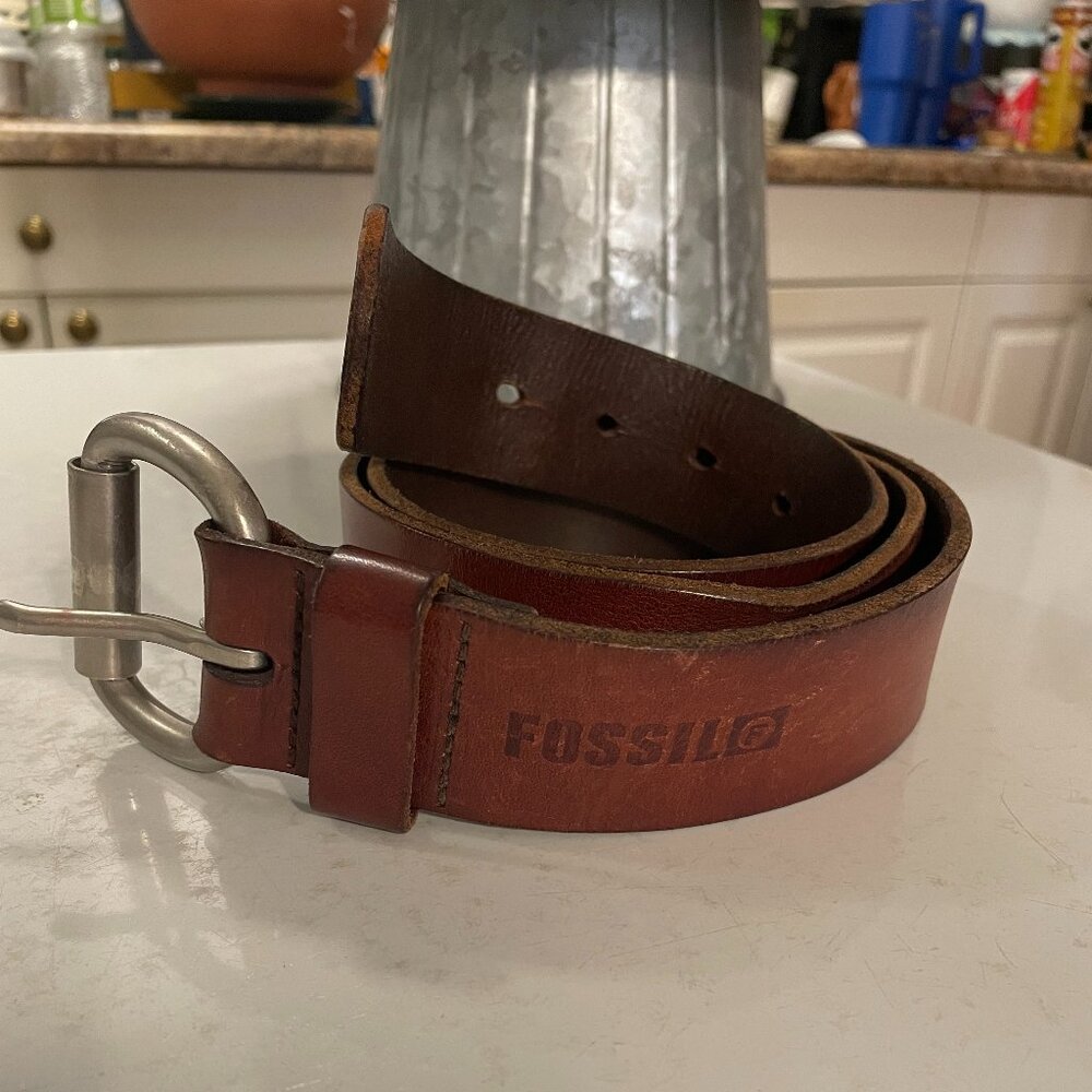 Fossil Brown Genuine Leather Belt Size 36